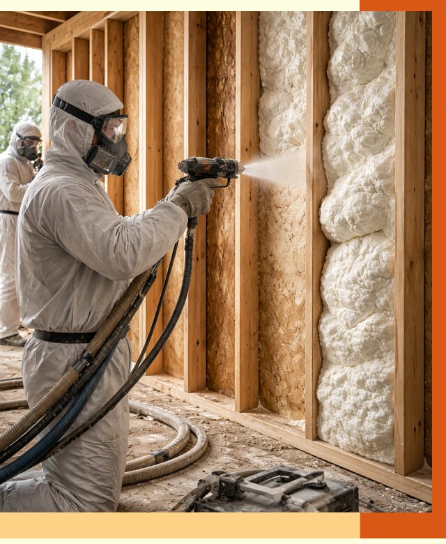 Утепление каркасного дома ППУ в Георгиевске от 2886 руб./м2 — работа под ключ | ТепломастерГрг