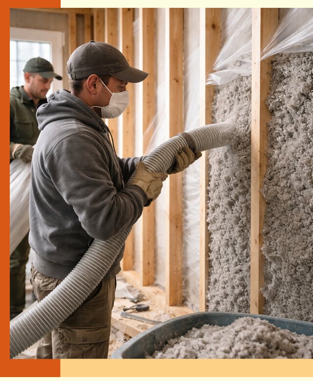 Утепление каркасного дома эковатой в Георгиевске — качественно и надолго