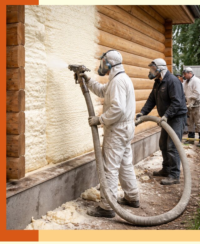 Утепление дома из бруса пенополиуретаном в Георгиевске