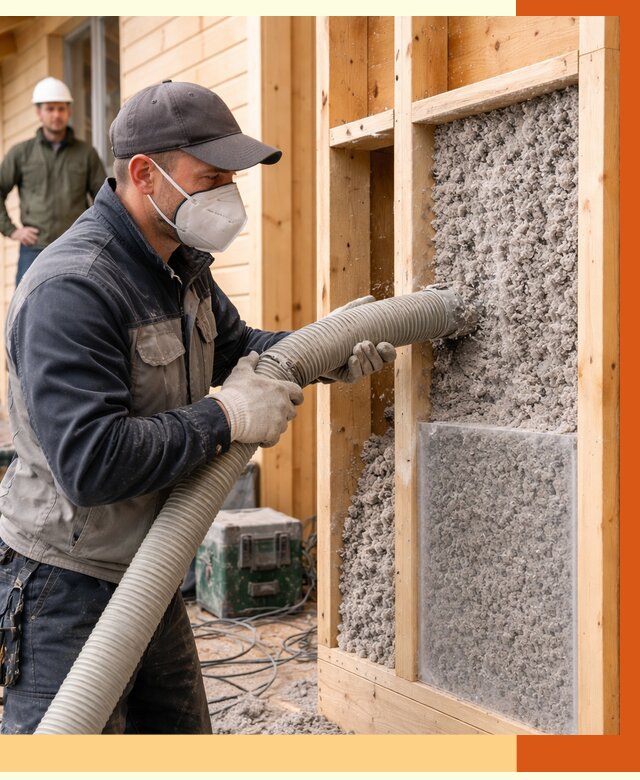 Утепление дома из бруса эковатой в Георгиевске от 1907 руб/м2 | ТепломастерГрг