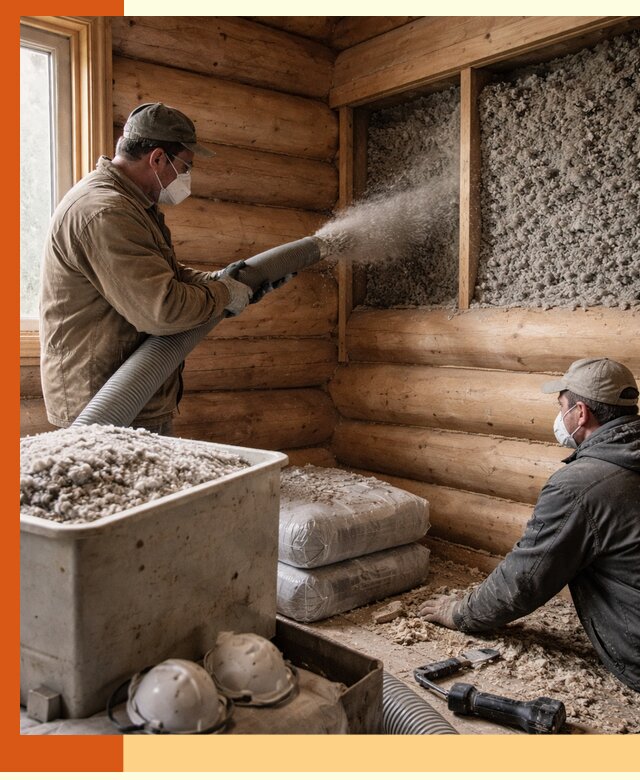 Утепление дома из бруса эковатой в Георгиевске