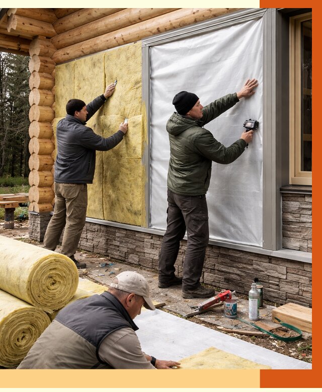 Утепление бревенчатого дома в Георгиевске от 7885 руб/м2 — заказать под ключ | ТепломастерГрг