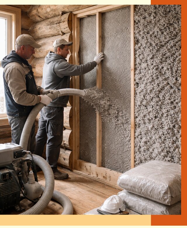 Утепление бревенчатого дома эковатой в Георгиевске от 2834 руб. | ТепломастерГрг