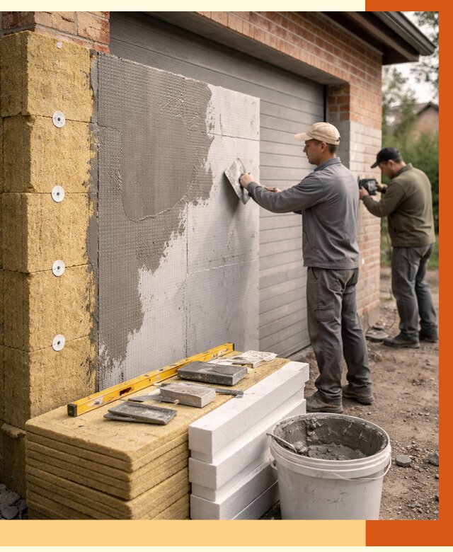 Утепление гаража снаружи в Георгиевске от 4329 руб. за м2 — наружное утепление под ключ | ТепломастерГрг