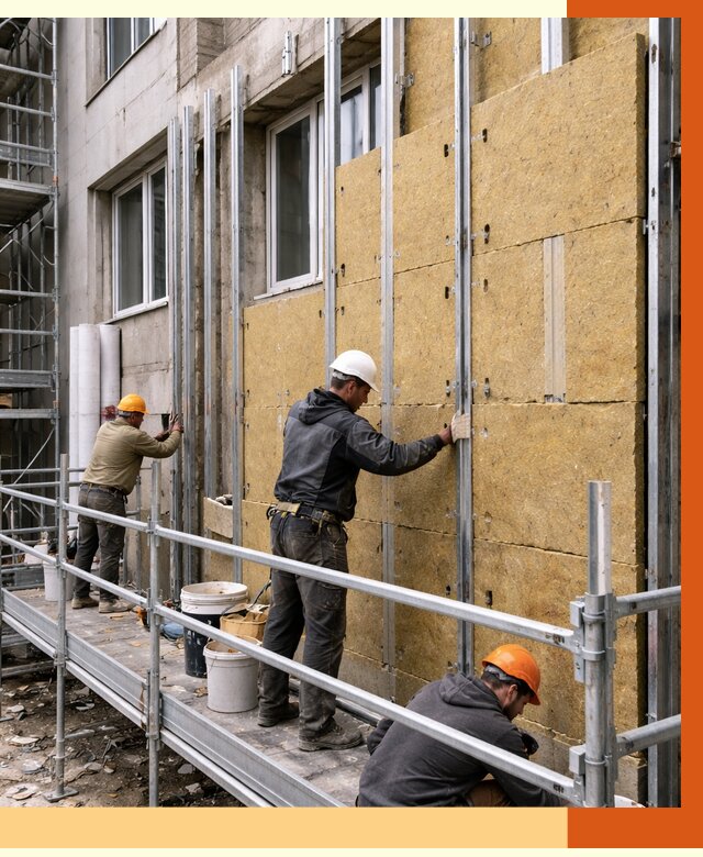 Утепление вентилируемого фасада в Георгиевске от 5772 руб/м2 — монтаж и утепление вентфасад | ТепломастерГрг