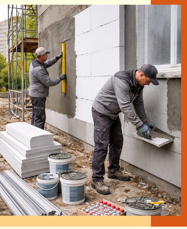 Утепление фасада и стен снаружи в Георгиевске от 4329 руб. | ТепломастерГрг