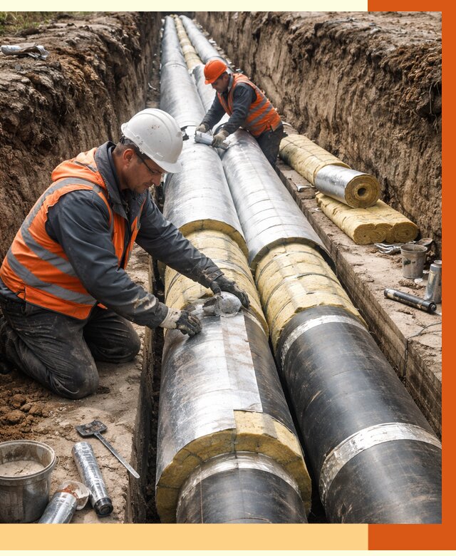 Утепление теплотрассы в Георгиевске от 4638 руб./м2 — ппу и комплексная изоляция | ТепломастерГрг