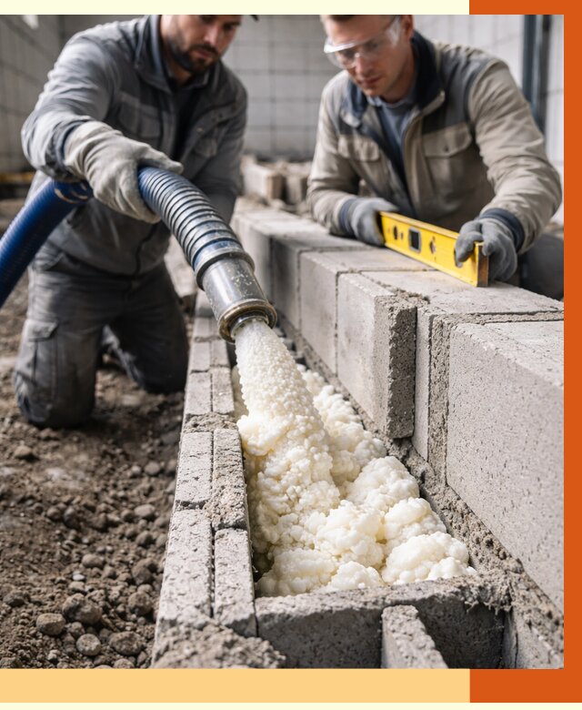 Заполнение колодцевой кладки ППУ в Георгиевске от 4329 руб. за м2 | ТепломастерГрг