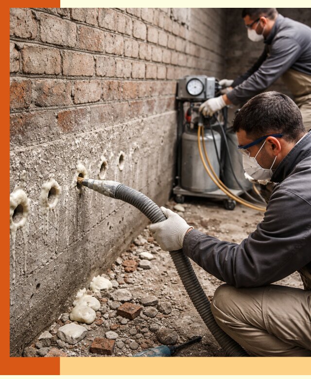 Заполнение колодцевой кладки ППУ в Георгиевске быстро и герметично