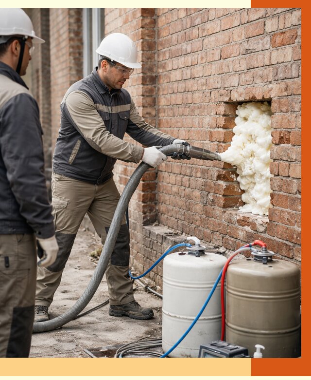 Заливка ППУ в пустоты кирпичной стены в Георгиевске от 2834 руб. | ТепломастерГрг