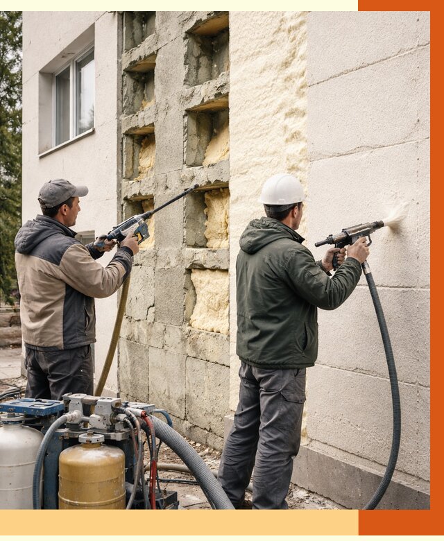 Заполнение пустот фасада в Георгиевске от 4638 руб. — утепление пустот облицовки | ТепломастерГрг