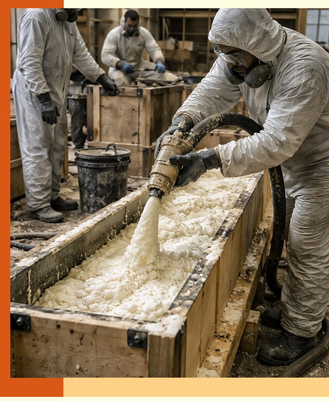 Заливка пенополиуретана в формы для утепления в Георгиевске