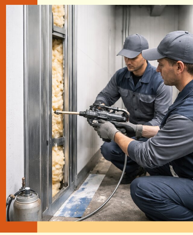 Заполнение пустот холодильных панелей в Георгиевске специализированной пеной