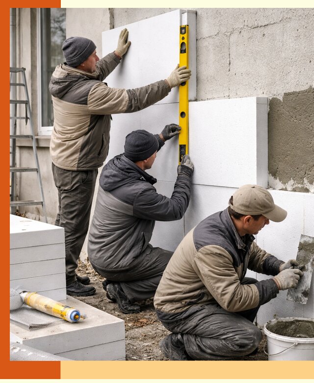 Утепление пенопластом наружных стен и фасадов в Георгиевске